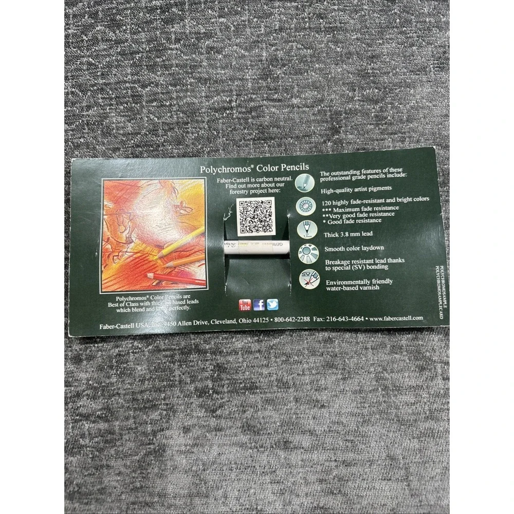 Faber-Castell Polychromos Color Pencil, (101), White, Professional Grade color